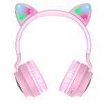 Casti wireless audio Hoco Cat Ear W27, Bluetooth 5.0, Roz 2 - lerato.ro