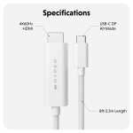 Adaptor video Hyper, USB-C tata la HDMI tata, 4K, 60Hz, Alb 5 - lerato.ro