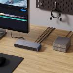 Adaptor HUB 11-in-1 Hyper Thunderbolt 4, 1x Thunderbolt 4 Upstream 40 Gb/s, 2x 2x Thunderbolt 4 Downstream 40 Gb/s, 1x HDMI 8K / 30Hz, 4x USB-A, 1x SD, 1x Jack 3.5mm, Gri 6 - lerato.ro