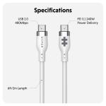 Cablu pentru incarcare si transfer de date HyperJuice, USB-C la USB-C, 240W, 480 Mbps, 2m, Alb 8 - lerato.ro