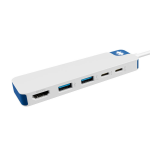 Adaptor Hub 5-in-1 Hyper HyperDrive Flex, 1x USB-C PD 100W, 1x USB-C 5 Gb/s, 2x USB-A 5 Gb/s, 1x HDMI 4k / 30Hz, Alb / Albastru 2 - lerato.ro