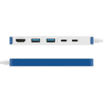 Adaptor Hub 5-in-1 Hyper HyperDrive Flex, 1x USB-C PD 100W, 1x USB-C 5 Gb/s, 2x USB-A 5 Gb/s, 1x HDMI 4k / 30Hz, Alb / Albastru 3 - lerato.ro