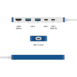 Adaptor Hub 5-in-1 Hyper HyperDrive Flex, 1x USB-C PD 100W, 1x USB-C 5 Gb/s, 2x USB-A 5 Gb/s, 1x HDMI 4k / 30Hz, Alb / Albastru 7 - lerato.ro
