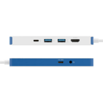 Adaptor Hub 8-in-1 Hyper HyperDrive Flex, 1x USB-C PD 100W, 1x USB-C 5 Gb/s, 2x USB-A 5 Gb/s, 1x HDMI 4k / 30Hz, 1x SD, 1x MicroSD, 1x Jack 3.5mm, Alb / Albastru 5 - lerato.ro
