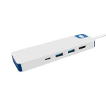 Adaptor Hub 8-in-1 Hyper HyperDrive Flex, 1x USB-C PD 100W, 1x USB-C 5 Gb/s, 2x USB-A 5 Gb/s, 1x HDMI 4k / 30Hz, 1x SD, 1x MicroSD, 1x Jack 3.5mm, Alb / Albastru 6 - lerato.ro