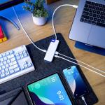 Adaptor Hub 8-in-1 Hyper HyperDrive Flex, 1x USB-C PD 100W, 1x USB-C 5 Gb/s, 2x USB-A 5 Gb/s, 1x HDMI 4k / 30Hz, 1x SD, 1x MicroSD, 1x Jack 3.5mm, Alb / Albastru 8 - lerato.ro
