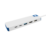 Adaptor Hub 9-in-1 Hyper HyperDrive Flex, 2x USB-C PD 100W, 2x USB-C 5 Gb/s, 1x USB-A 5 Gb/s, 1x HDMI 4k / 30Hz, 1x SD, 1x MicroSD, 1x Jack 3.5mm, Alb / Albastru 5 - lerato.ro