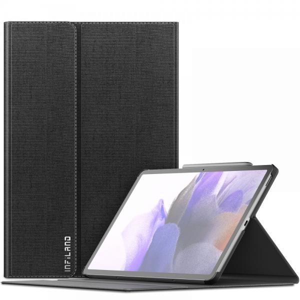 Husa Infiland Classic Stand compatibila cu Samsung Galaxy Tab S7 FE 5G 12.4 inch Black 1 - lerato.ro