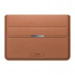 Husa din piele pentru laptop INVZI 13/14 inch cu functie suport compatibila cu MacBook Pro/Air, Maro 2 - lerato.ro