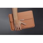 Husa din piele pentru laptop INVZI 13/14 inch cu functie suport compatibila cu MacBook Pro/Air, Maro 3 - lerato.ro