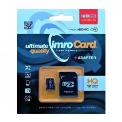 Card de memorie IMRO, MicroSDXC, 128GB, clasa 10 UHS-3, cu adaptor SD, Negru