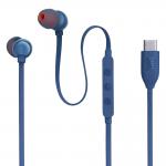 Casti in-ear cu fir JBL Tune 310C, Control pe fir, USB-C, Albastru 2 - lerato.ro