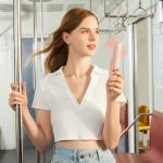 Ventilator portabil 3-in-1 Jisulife Life8, 0.8W, Flue aer 1.9m/s, 2000 mAh, Autonomie 21h, 2 viteze, USB-C, Functie powerbank si lanterna, Roz 9 - lerato.ro