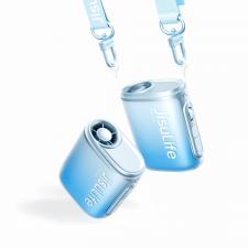 Aparate climatizare, Ventilator portabil pentru gat cu lanyard Jisulife Neck Fan 5, 3.3W, Flue aer 8.5m/s, 4500 mAh, Autonomie 16h, 100 viteze, USB-C, Albastru, lerato.ro