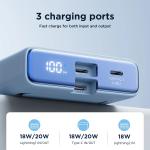 Baterie externa Joyroom JR-PBM01, 10000 mAh, USB-C/Lightning, PD 20W, Wireless 15W, Cabluri USB-C si Lightning, Albastru 5 - lerato.ro