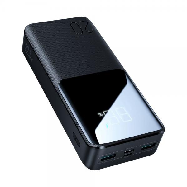 Baterie externa portabila Joyroom JR-QP192 20000 mAh, 22.5W, 4 Porturi, Display LED, Cablu USB-C inclus, Negru