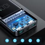 Baterie externa portabila Joyroom JR-T013, 10000 mAh, 4 Porturi, Afisaj, Quick Charge 3.0, 15W, Cablu USB-C inclus, Negru
