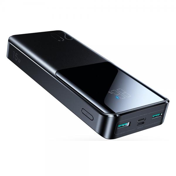 Baterie externa portabila Joyroom JR-T014, 20000 mAh, 4 Porturi, Afisaj, Quick Charge 3.0, 15W, Cablu USB-C inclus, Negru 1 - lerato.ro