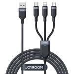 Cablu pentru incarcare si transfer de date Joyroom S-A18 3 in 1, USB la USB-C/Lightning/Micro-USB, 3.5A, 30 cm, Negru 2 - lerato.ro
