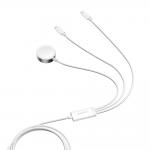 Cablu pentru incarcare si transfer de date Joyroom S-IW007 3 in 1, USB la 2x Lightning, Incarcator wireless 3.5W Apple Watch integrat, 1.2m, Alb 5 - lerato.ro