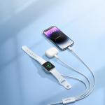 Cablu pentru incarcare si transfer de date Joyroom S-IW007 3 in 1, USB la 2x Lightning, Incarcator wireless 3.5W Apple Watch integrat, 1.2m, Alb 8 - lerato.ro