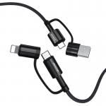 Cablu date multifunctional 4in1 Joyroom S-1230G3 incarcare rapida 60W, 3A, 480 Mbps, USB- C / USB la USB-C / Lithtning, 1.2 m, Negru 2 - lerato.ro