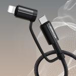Cablu date multifunctional 4in1 Joyroom S-1230G3 incarcare rapida 60W, 3A, 480 Mbps, USB- C / USB la USB-C / Lithtning, 1.2 m, Negru 9 - lerato.ro