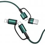 Cablu date multifunctional 4in1 Joyroom S-1230G3 incarcare rapida 60W, 3A, 480 Mbps, USB- C / USB la USB-C / Lithtning, 1.2 m, Verde 2 - lerato.ro