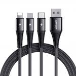Cablu pentru incarcare si transfer de date Joyroom 3 in 1 S-1230G4, USB Type-C/Lightning/Micro-USB, 1.2m, Negru 2 - lerato.ro
