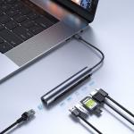 Adaptor HUB 7-in-1 Joyroom S-H112, USB-C - 3x USB 3.0, 1x USB-C, 1x HDMI, 1x SD, 1x Micro SD, Grey
