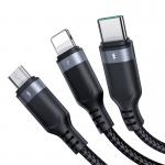 Cablu pentru incarcare si transfer de date 4 in 1 Joyroom S-A18, USB - Micro-USB/Lightning/2 x USB-C, 3.5A, 1.2m, Negru 3 - lerato.ro