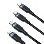 Cablu pentru incarcare si transfer de date 4 in 1 Joyroom S-A18, USB - Micro-USB/Lightning/2 x USB-C, 3.5A, 1.2m, Negru 4 - lerato.ro