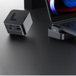 Adaptor HUB Joyroom S-H121 compatibil cu MacBook Pro, 2× Thunderbolt 3, 1× USB-C, 1× HDMI, 3× USB-A, 1× RJ45, 40Gbps, 1080p / 60Hz. 4K / 30Hz, Gri 6 - lerato.ro