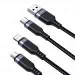 Cablu 3in1 pentru incarcare si transfer date Joyroom Multi-Use Series S-A18, USB-A la USB-C/Lightning/Micro-USB, 2A, 480Mbps, 0.3m, Negru 5 - lerato.ro