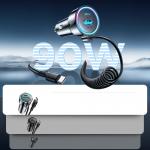 Incarcator auto Joyroom JR-CL07, 1x USB-C, 1xUSB-A,  1x Cablu USB-C, 72W, Negru 7 - lerato.ro