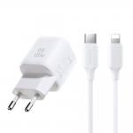 Incarcator retea Joyroom JR-TG7, 33W, 3A, 1xUSB-C, 1xUSB-A, Cablu UBS-C la Lightning 33W 1m inclus, Alb 2 - lerato.ro