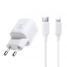 Incarcator retea Joyroom JR-TG7, 33W, 3A, 1xUSB-C, 1xUSB-A, Cablu UBS-C la Lightning 33W 1m inclus, Alb