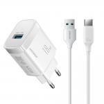 Incarcator retea Joyroom JR-TF4, 18W, 3A, 1xUSB-A, Fast Charging, Cablu USB-A la USB-C 1m inclus, Alb 2 - lerato.ro