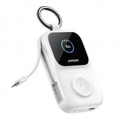 Baterie externa Joyroom JR-W19, 5000 mAh, 3A, 1x USB-C, 1x Cablu USB-C, 1x Cablu Lightning, Incarcare Wireless 5W, Alb