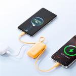 Baterie externa portabila Joyroom JR-PR2, 10000 mAh, 35W, 3A, 1xUSB-C, 1x Cablu USB-C, 1x Cablu Lightning, Afisaj LED, Portocaliu 4 - lerato.ro