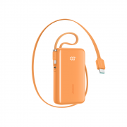Baterie externa portabila Joyroom JR-PR2L, 10000 mAh, 35W, 3A, 1xUSB-C, 2x Cablu USB-C integrat, Afisaj LED, Portocaliu