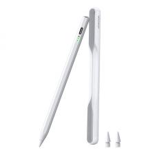 Styus Pen pentru tableta, Stylus Pen Joyroom JR-X12 compatibil cu tablete Apple iPad, Palm Rejection, LED, Varf inlocuibil, Alb, lerato.ro