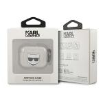 Carcasa Karl Lagerfeld KLA3UCHGS Glitter Choupette Head compatibila cu Apple AirPods 3 Silver