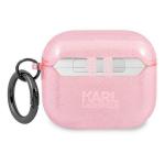 Carcasa Karl Lagerfeld KLA3UKHGP Glitter Karl`s Head compatibila cu Apple AirPods 3 Roz