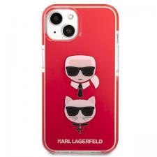 Husa Karl Lagerfeld KLHCP13STPE2TR compatibila cu iPhone 13 Mini, hardcase Karl and Choupette Head, Rosu