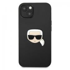 Husa Karl Lagerfeld KLHCP13SPKMK compatibila cu iPhone 13 Mini, Leather Ikonik Karl`s Head Metal, Negru