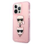Husa Karl Lagerfeld KLHCP13XKCTUGLP compatibila cu iPhone 13 Pro Max, Glitter Karl`s & Choupette, Roz 4 - lerato.ro