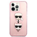 Husa Karl Lagerfeld KLHCP13XKCTUGLP compatibila cu iPhone 13 Pro Max, Glitter Karl`s & Choupette, Roz 2 - lerato.ro