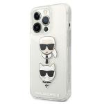 Husa Karl Lagerfeld KLHCP13XKCTUGLS compatibila cu iPhone 13 Pro Max, Glitter Karl`s & Choupette, Silver