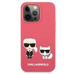 Husa Karl Lagerfeld KLHCP13XSSKCP compatibila cu iPhone 13 Pro Max, Silicone Karl & Choupette, Roz 2 - lerato.ro